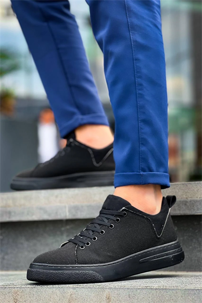 KB-X204 Kuback Siyah Keten Siyah Yüksek Taban Günlük Erkek Spor Ayakkabı