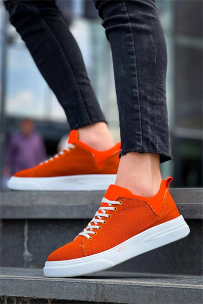 KB-X204 Kuback Turuncu Keten Beyaz Yüksek Taban Günlük Erkek Spor Ayakkabı
