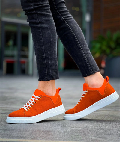 KB-X204 Kuback Turuncu Keten Beyaz Yüksek Taban Günlük Erkek Spor Ayakkabı