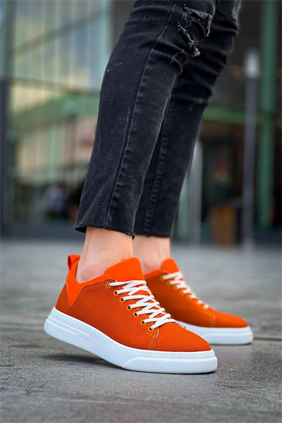 KB-X204 Kuback Turuncu Keten Beyaz Yüksek Taban Günlük Erkek Spor Ayakkabı