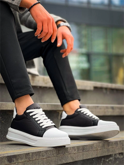 KB-X46 Kuback Siyah Beyaz Yüksek Beyaz Taban Günlük Spor Ayakkabı