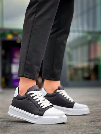 KB-X46 Kuback Siyah Beyaz Yüksek Beyaz Taban Günlük Spor Ayakkabı