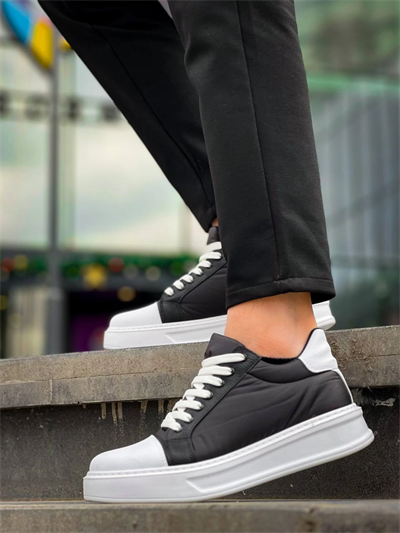 KB-X46 Kuback Siyah Beyaz Yüksek Beyaz Taban Günlük Spor Ayakkabı