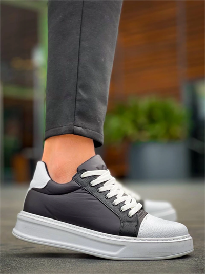 KB-X46 Kuback Siyah Beyaz Yüksek Beyaz Taban Günlük Spor Ayakkabı