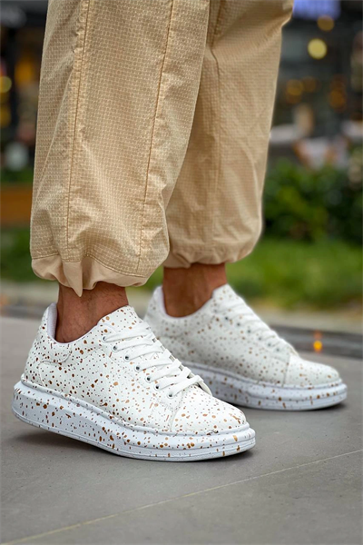 KB-X500  Kuback Beyaz Gold  Bağcıklı  Günlük Erkek  Ayakkabı