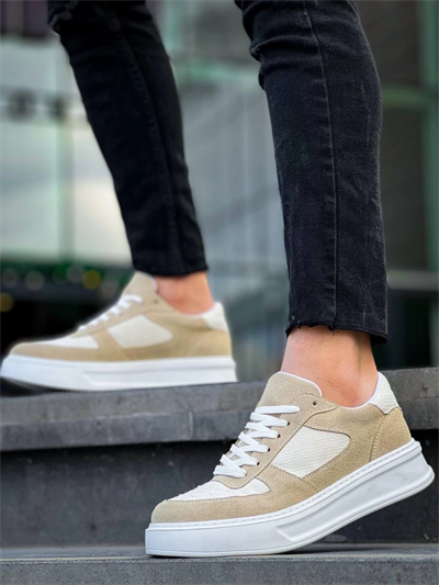 KB-X8 Kuback Bej Keten Süet Yüksek Taban Günlük Spor Ayakkabı