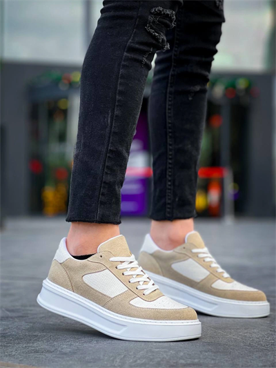 KB-X8 Kuback Bej Keten Süet Yüksek Taban Günlük Spor Ayakkabı