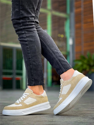 KB-X8 Kuback Bej Keten Süet Yüksek Taban Günlük Spor Ayakkabı