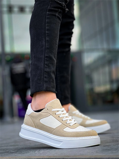 KB-X8 Kuback Bej Keten Süet Yüksek Taban Günlük Spor Ayakkabı