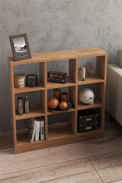 KİTAPLIK ÇOK AMAÇLI MUTFAK RAF DOLAP  9 BÖLMELİ ATLANTİK ÇAM