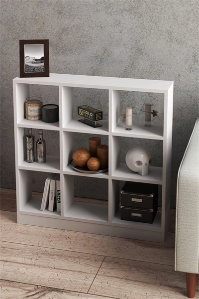KİTAPLIK ÇOK AMAÇLI MUTFAK RAF DOLAP  9 BÖLMELİ BEYAZ