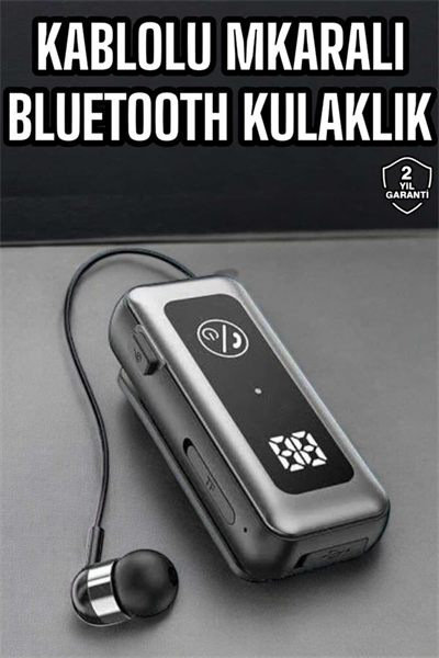 Kablolu Bluetooth Kulaklık Kulak İçi Stereo Mikrofonlu Dijital Göstergeli