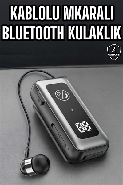 Kablolu Bluetooth Kulaklık Kulak İçi Stereo Mikrofonlu Dijital Göstergeli