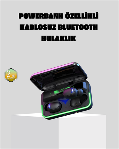 Kablosuz  Kulaklığı Powerbank Şarj Kutulu RGB 5.1