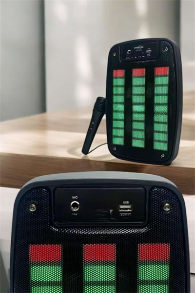 Kablosuz Bluetooth Hoparlör Taşınabilir 6.5 inç LED Işık Kareoke