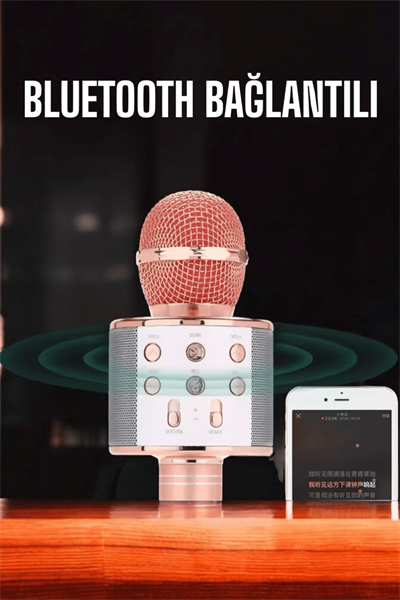 Kablosuz Bluetooth Karaoke Mikrofon USB ve AUX Girişli, Yüksek Ses Kalitesi