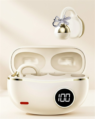 Kablosuz Bluetooth Kulaklık Kulak Klipsli Şık Tasarım 2 Kurdele Küpe Hediyeli