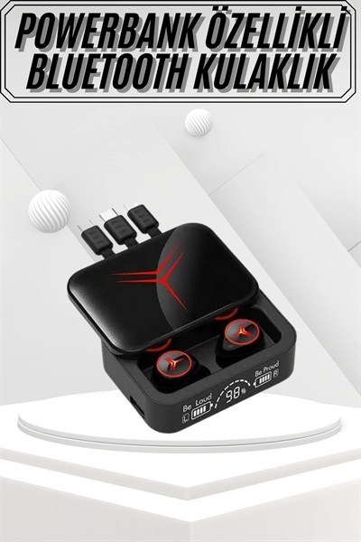Kablosuz Bluetooth Kulaklık Powerbank Özellikli Göstergeli Hd Mikrofon