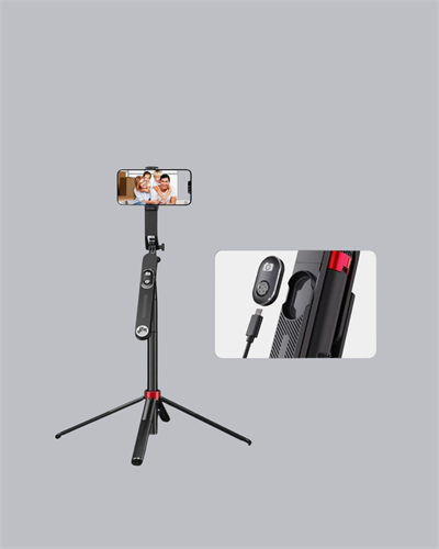 Kablosuz Çift Yaka Mikrofonu ve Tripodlu Selfie Çubuğu İçerik Üretici Seti