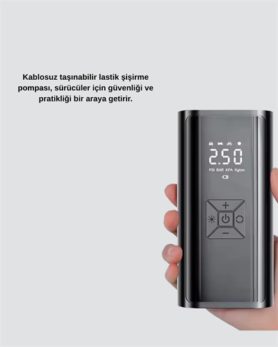 Kablosuz Dijital Lastik Şişirme Pompası LED Işıklı 80W