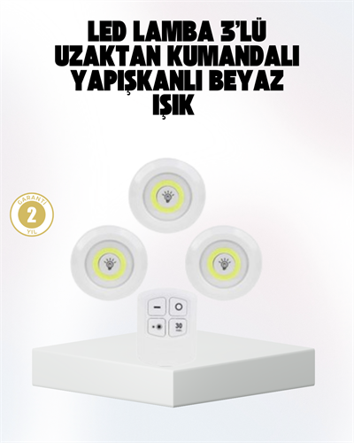 Kablosuz Gün Işığı 3’lü LED Spot Lamba Kumandalı