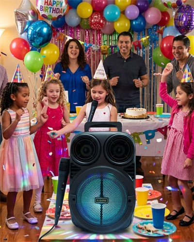 Kablosuz Karaoke Hoparlör Mikrofonlu RGB Işıklı Bluetooth Speaker USB TF Kart Destekli