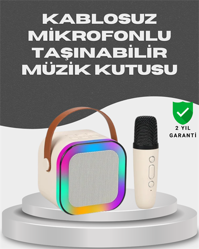 Kablosuz Karaoke Mikrofon Hoparlör Seti Güçlü Ses Çıkışı
