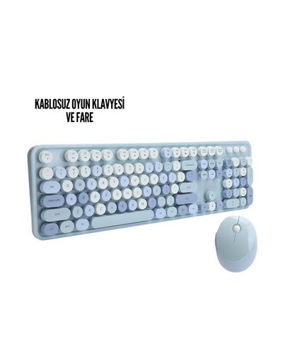 Kablosuz Klavye Mouse Seti mavi