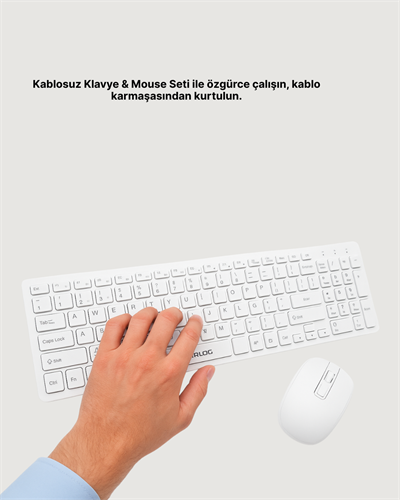 Kablosuz Klavye ve Mouse Seti - Ergonomik Tasarım, Sessiz Kullanım, Geniş Uyumluluk