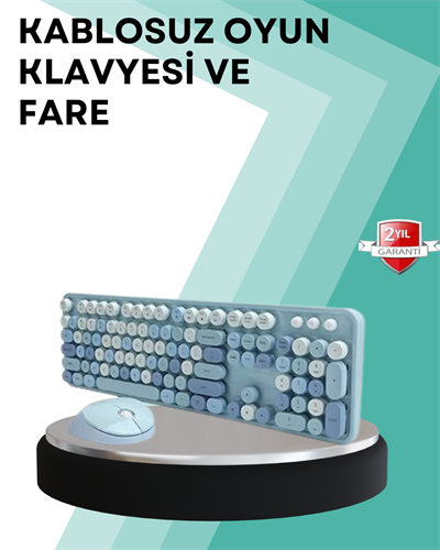Kablosuz Klavye ve Mouse Seti – Sessiz Tuş, Retro Tasarım