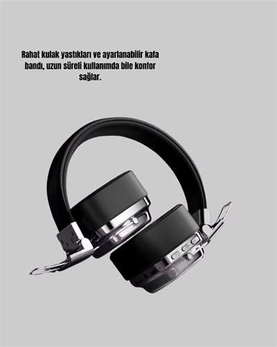 Kablosuz Kulak Üstü Bluetooth Kulaklık Güçlü Bas ve Katlanabilir Tasarım