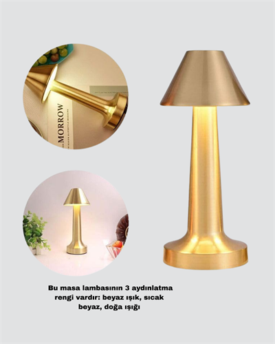 Kablosuz LED Masa Lambası 1800mAh 3 Renk Aydınlatma Dokunmatik
