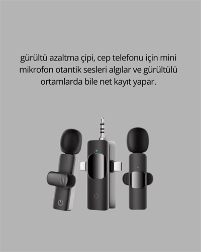 Kablosuz Mikrofon - Telefon ve Bilgisayar Uyumlu