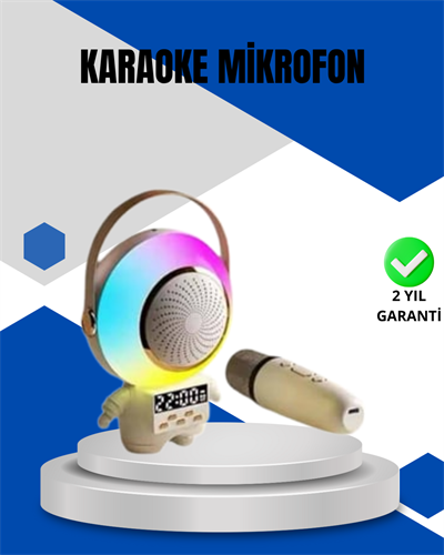Kablosuz Mikrofonlu Astronot Tasarım Bluetooth Speaker Karaoke