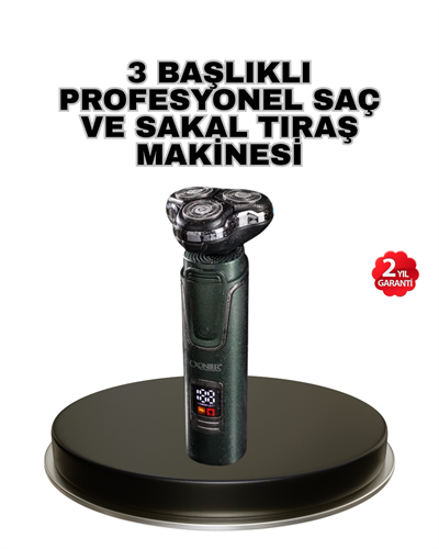 Kablosuz Profesyonel Erkek Bakım Seti – 3 Başlıklı, 3D Akıllı Kesim, Taşınabilir