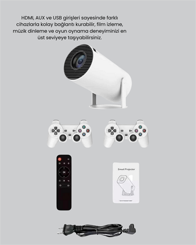 Kablosuz Projeksiyon Cihazı 4K Destekli HDMI USB Oyun Uyumlu