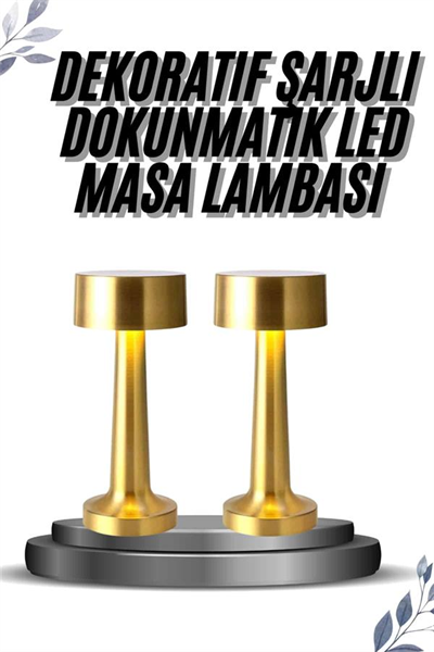 Kablosuz Renkli Masa ve Gece Lambası Altın Rengi Dokunmatik Led Lamba