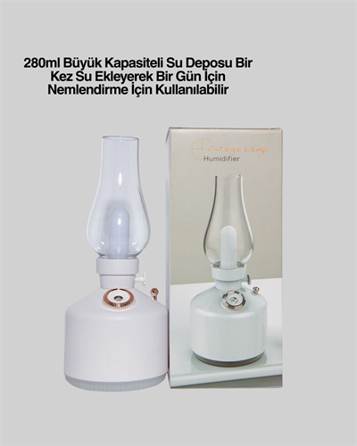 Kablosuz Retro Buhar Makinesi Gaz Lambası Tasarım Ledli Difüzör