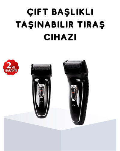 Kablosuz Tıraş Makinesi Çift Başlıklı Kuru Tıraş Folyo Başlık Şarj Göstergeli