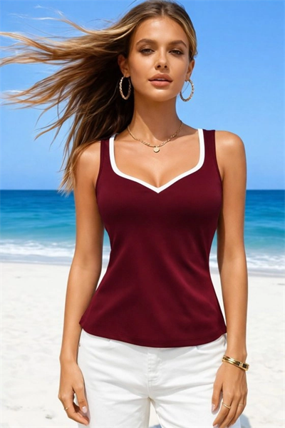 Kadın Askılı Kalp V Yakalı Dalgıç Bluz