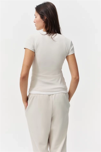 Kadın Bisiklet Yaka Regular Kalıp T-shirt Antrasit