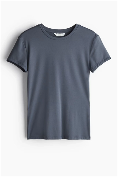 Kadın Bisiklet Yaka Regular Kalıp T-shirt Antrasit