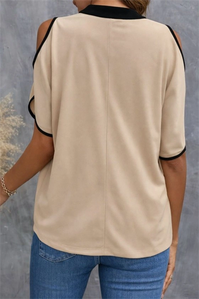 Kadın Kısa Kollu V Yakalı Ithal Krep Bluz