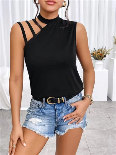 Kadın Omuzdan şerit Detaylı Yarı Balıkçı Yaka Viskon Bluz