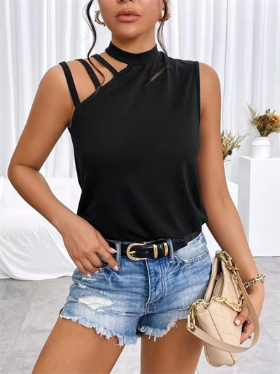 Kadın Omuzdan şerit Detaylı Yarı Balıkçı Yaka Viskon Bluz