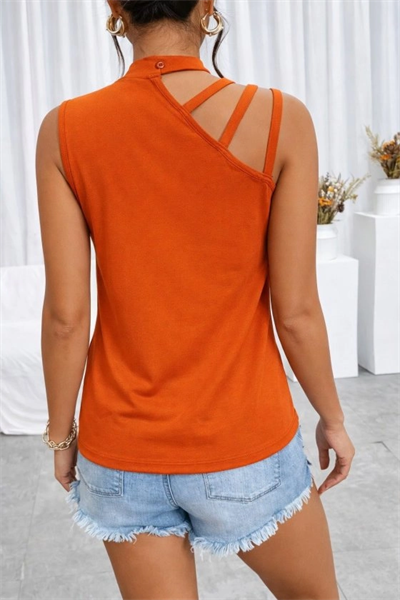 Kadın Omuzdan şerit Detaylı Yarı Balıkçı Yaka Viskon Bluz