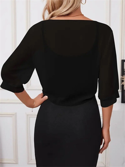 Kadın Truvakar Kol önden Bağlamalı Kısa şifon Bolero Ceket