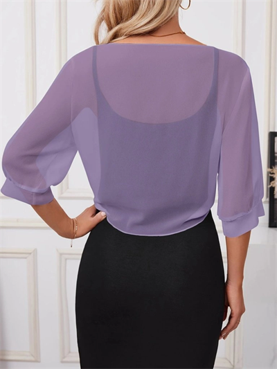 Kadın Truvakar Kollu önden Bağlamalı Kısa şifon Bolero Ceket