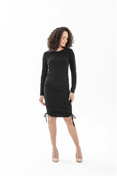 Kadın Uzun Kol Büzgü Detaylı Sandy Kumaş Ayarlanabilir Boy Fırsat Ürün Elbise