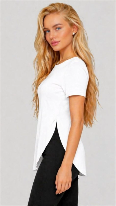 Kadın Yırtmaç Detaylı Viskon Kumaş Bluz